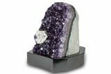 Sparkly Amethyst & Calcite Cluster With Wood Base - Uruguay #275642-1